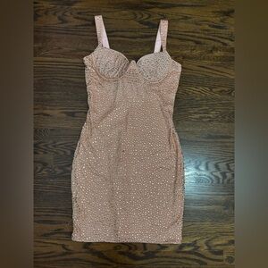 Oh Polly Pink Embellished Mini Dress